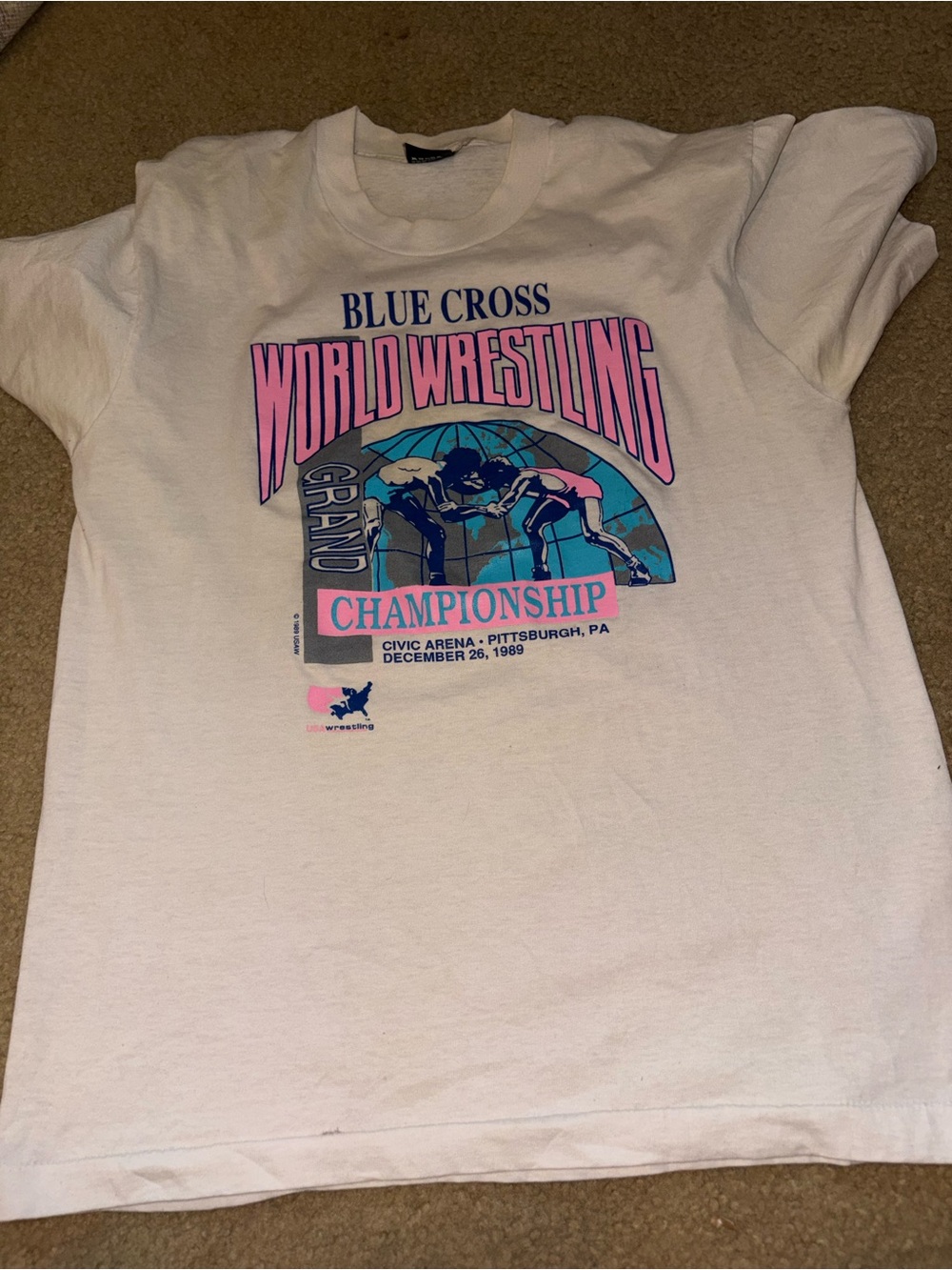 Vintage 1989 USA Wrestling Grand Championship Tee Pittsburgh PA 80s Civic Aren